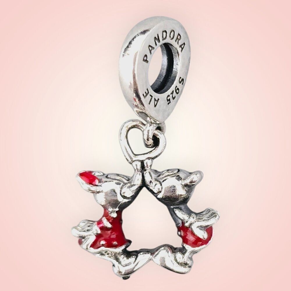 Pandora Charm Mickey and Minnie Mouse Kissing Dangle #790075C01 - Picture 2 of 8